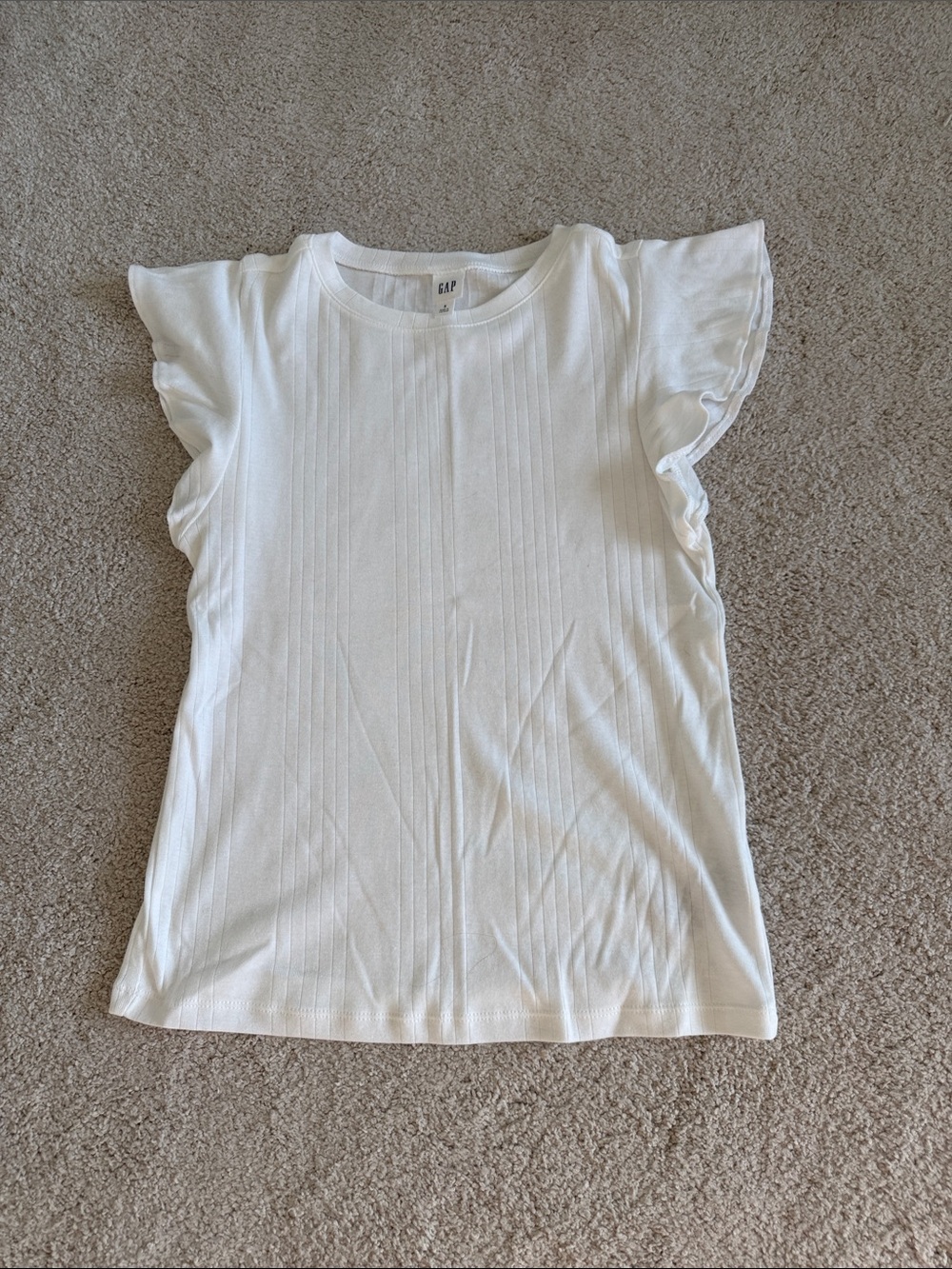 GAP White Ribbed Flutter Sleeve Tee